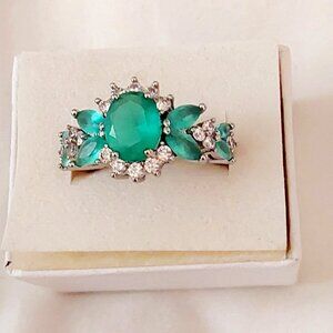 Vintage Aqua Topaz Silver Ring Sizes 5.5, 6, 7, 8